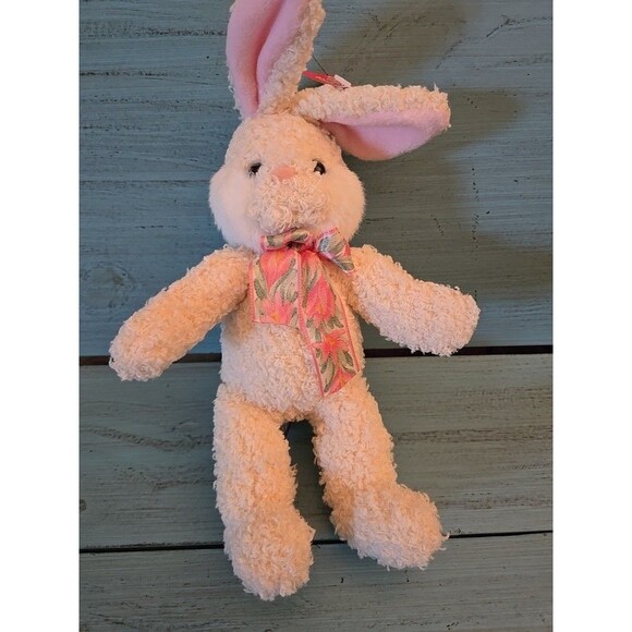Gund White & Pink Rabbit Plush Bunny Stuffed Animal Toy Frizzi Flower Scarf - Picture 2 of 10